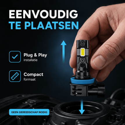 VCTparts HaloVision Turbo LED Koplampen HIR2 9012 – 25W 5000Lm 6000K Helder Wit – Canbus Plug en Play Dimlicht Grootlicht LED Set van 2 Autolampen HaloVision 5