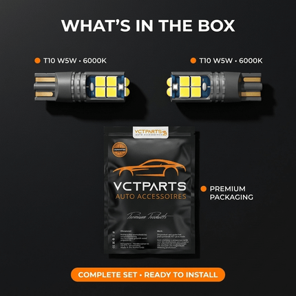 VCTparts VCTparts High Power LED T10 W5W 6000K Wit Autoverlichting - Set van 2 voor Stadslicht Kenteken en Interieurverlichting NORGOS 6