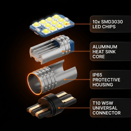 VCTparts VCTparts High Power LED T10 W5W 6000K Wit Autoverlichting - Set van 2 voor Stadslicht Kenteken en Interieurverlichting NORGOS 7