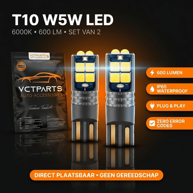 VCTparts High Power LED T10 W5W 6000K Wit Autoverlichting - Set van 2 voor Stadslicht Kenteken en Interieurverlichting - VCTparts.nl