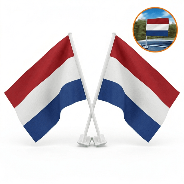 VCTparts Nederlandse Autovlaggen Set 2 Stuks – Holland Nederland Vlag Auto – 30 x 45 cm – Inclusief Raamhouders – WK 2026 Oranje Supporters NORGOS 1