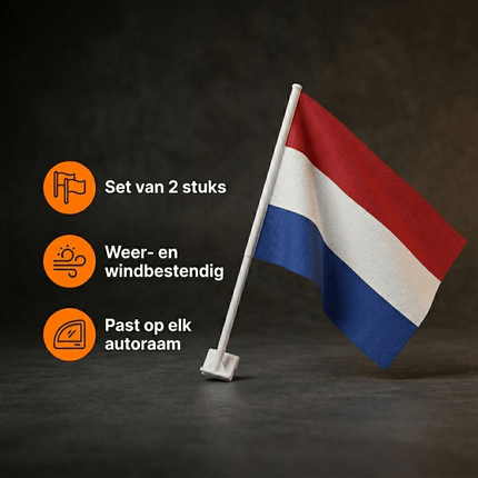 VCTparts Nederlandse Autovlaggen Set 2 Stuks – Holland Nederland Vlag Auto – 30 x 45 cm – Inclusief Raamhouders – WK 2026 Oranje Supporters NORGOS 5
