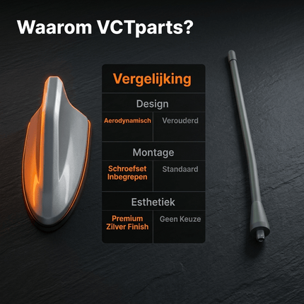 VCTparts VCTparts Universele Haaienvin Autoradio Antenne Grijs/Zilver - Sportief Modern Auto Design NORGOS 9