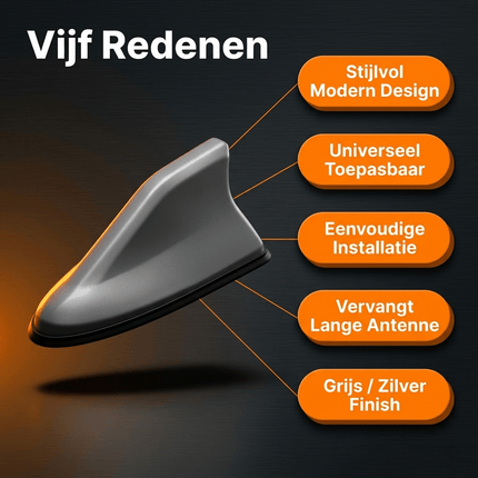 VCTparts VCTparts Universele Haaienvin Autoradio Antenne Grijs/Zilver - Sportief Modern Auto Design NORGOS 4