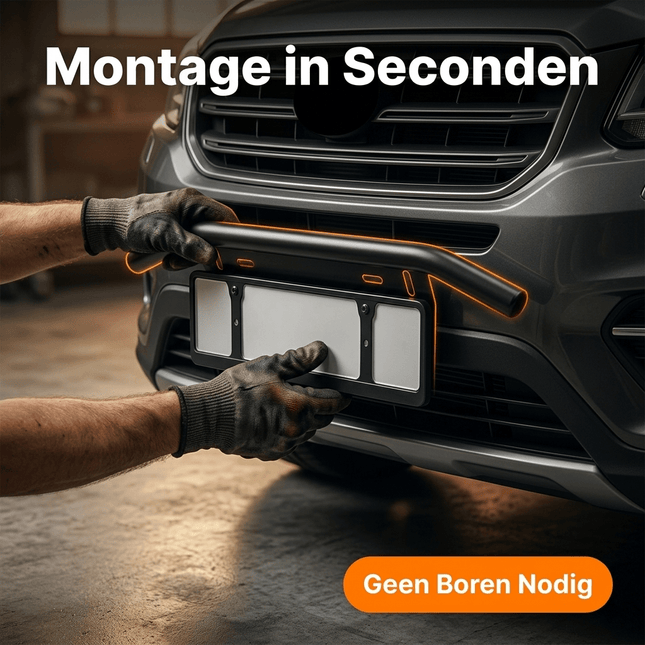 VCTparts Universele Zwarte Bullbar Kentekenhouder Beugel – Voorbumper Nummerplaat Frame voor LED Bar en Offroad Verlichting - VCTparts.nl