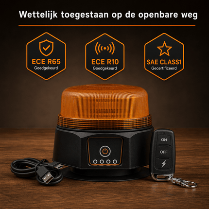 VCTparts VCTparts Oranje LED Batterij Zwaailicht Noodverlichting met Afstandsbediening en Magneet - 36 LED 12V 24V Oplaadbaar VCTparts 9