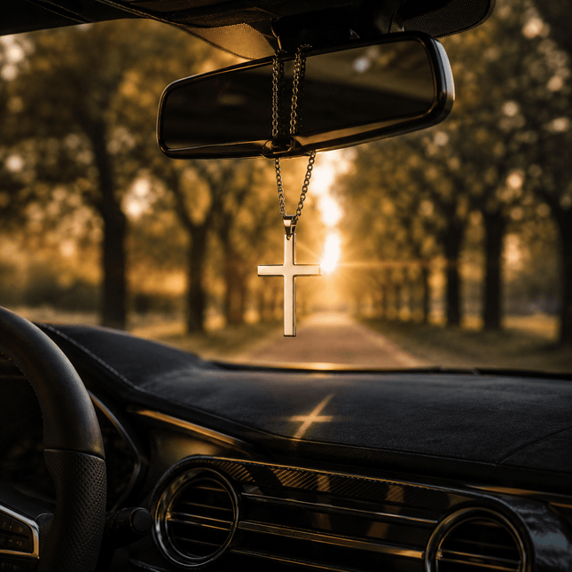 VCTparts Zilveren Alloy Tempeliers Kruis Hanger voor Auto Binnenspiegel – Christelijk Symbool Accessoire Kruisje Ketting NORGOS 2