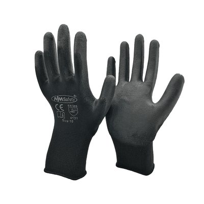 Gants de travail industriel de sécurité avec couche en caoutchouc noir [taille L]