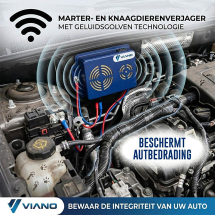 VIANO Auto Marterverjager 12V DUO - LED - Automatische Schakeling met Ultrasone Bescherming tegen Knaagdieren In Motorruimte met Directe Accu Aansluiting - VCTparts.nl