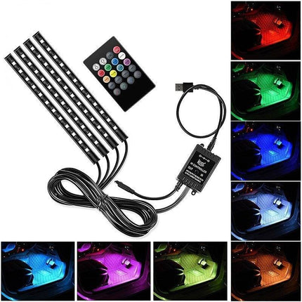 VCTparts Voertuig Universele Interieur Instapverlichting ledstrip 4 Strips voor Onder Stoel en Dashboard RGBW NORGOS 4