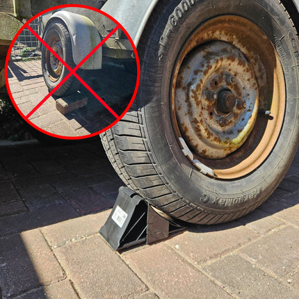 Wielkeg Wielblok Klem Bandenstopper Rolstopper Incl. Houder Kunststof Zwart - VCTparts.nl