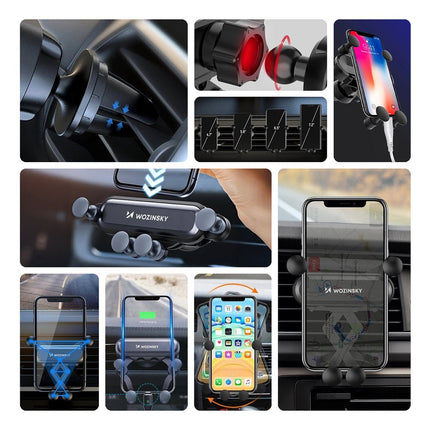 Wozinsky WCH - 05 Gravity Telefoonhouder voor Luchtrooster Auto Zwart - VCTparts.nl