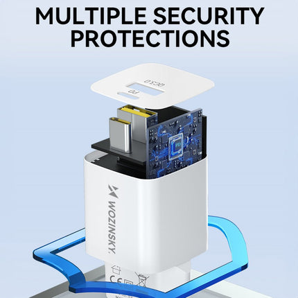 Wozinsky WWCEAC GaN USB A USB C 33W Snellader Voor Stopcontact Wit - VCTparts.nl