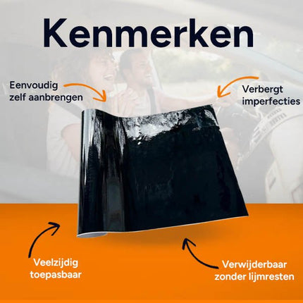 Zwart Glanzend Vinyl Wrap Folie 150×30 cm – Zelfklevende Car Film Sticker voor Spiegels Carrosserie en Onderdelen - VCTparts.nl